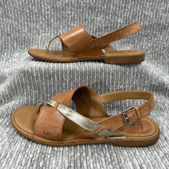 b.o.c. Born Concepts Tan Gold "Lowery" Leather Slingback Casual Sandals Size 10 - Picture 5 of 10